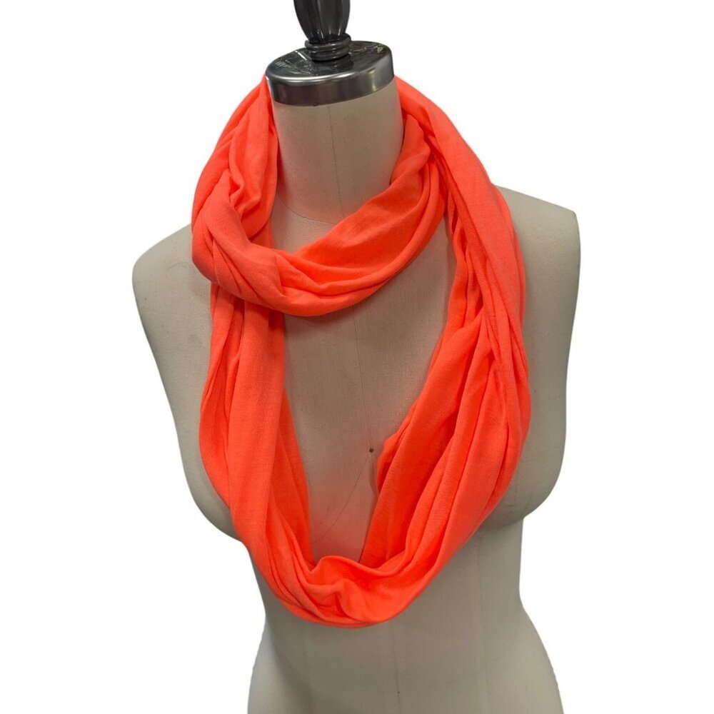 Bright Orange Infinity Scarf For Women‎ Lightweight Stretch Knit Fabric Loop